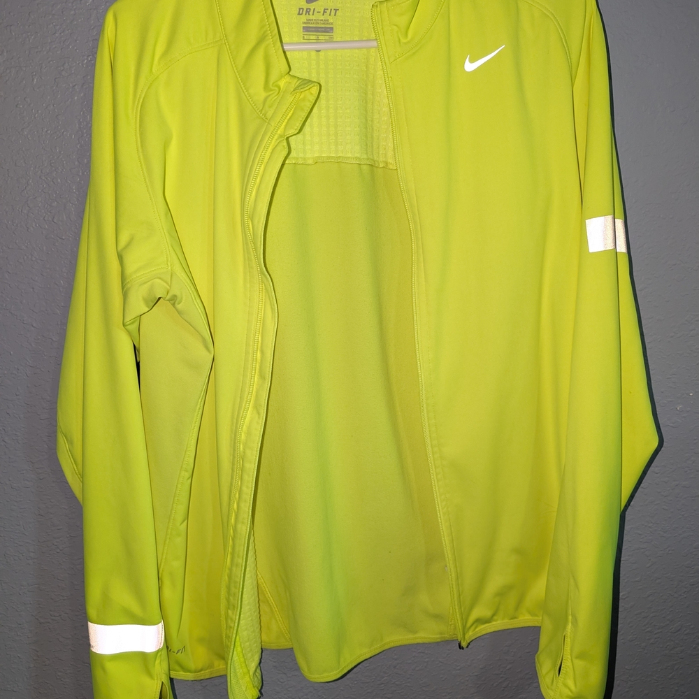Nike Jacket Men's S Green Neon Element Shield Stay Warm Run Running Grid Fleece